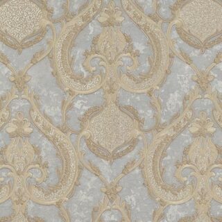 Обои Zambaiti Parati Magnifica M31901 Винил на флизелине (1,06*10,05) Серый/Бежевый/Золото, Штукатурка/Дамаск