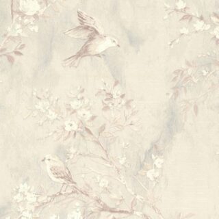 Обои Euro Decor Giardini Colibri 33734 Винил на флизелине (1,06*10,05) Белый/Бежевый, Цветы/Птицы