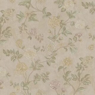 Обои Zambaiti Parati Satin Flowers 66801 Винил на флизелине (1,06*10,05) Бежевый/Коричневый/Зеленый, Цветы
