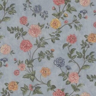 Обои Zambaiti Parati Satin Flowers 66807 Винил на флизелине (1,06*10,05) Синий/Разноцветный, Цветы