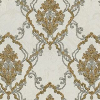 Обои Zambaiti Parati Splendor M 69909 Винил на флизелине (1,06*10,05) Серый/Золото, Дамаск