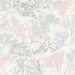 Обои Euro Decor Cosmea 9080-00 Винил на флизелине (1,06*10,05) Белый/Голубой/Розовый, Цветы