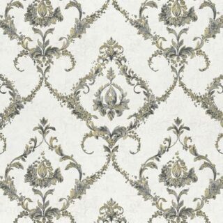 Обои Fipar Amalfi R 23431 Винил на флизелине (1,06*10,05) Белый/Золото/Черный, Штукатурка/Дамаск