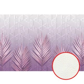 Фреска Ortograf Forma 32602 Фактура флок FLK Флизелин (4*2,7) Белый/Сиреневый, Геометрия/Листья