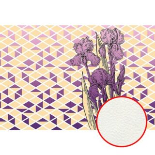 Фреска Ortograf Forma 32686 Фактура флок FLK Флизелин (4*2,7) Бежевый/Фиолетовый, Ромб/Цветы