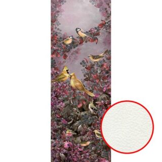 Фреска Ortograf Paradise 32222 Фактура флок FLK Флизелин (1*2,7) Сиреневый/Желтый, Птицы/Листья