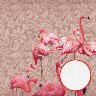 Фреска Ortograf Paradise 32232 Фактура бархат FX Флизелин (2,7*2,7) Бежевый/Розовый, Птицы/Орнамент