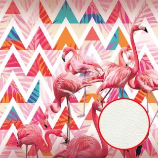Фреска Ortograf Paradise 32233 Фактура флок FLK Флизелин (2,7*2,7) Розовый/Разноцветный, Птицы/Геометрия