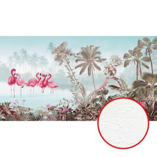 Фреска Ortograf Paradise 32236 Фактура бархат FX Флизелин (5*2,7) Голубой/Розовый/Зеленый, Деревья/Птицы