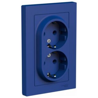 розетка 2 поста SCHNEIDER ELECTRIC Atlas Design с/з в сборе аквамарин